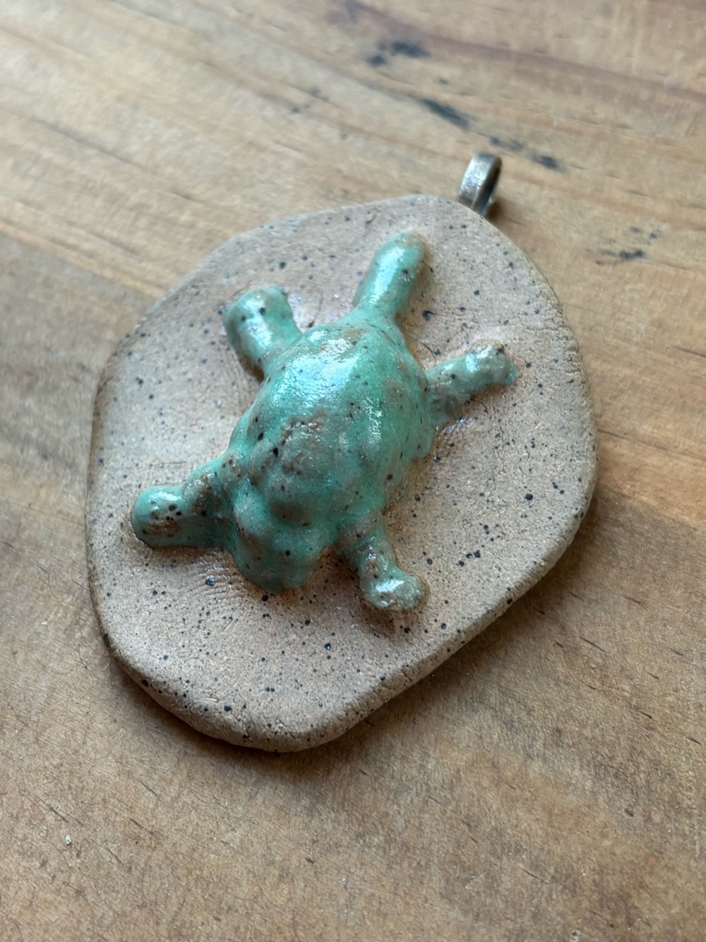 Handmade Ceramic Turtle Pendant Rustic Pottery Southwestern Artisan Jewelry